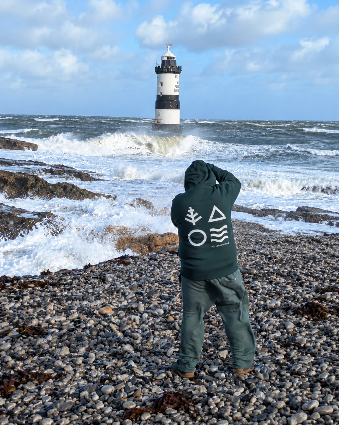 Adie wearing Flat Horizons in Penmon Lighthouse, Anglesey